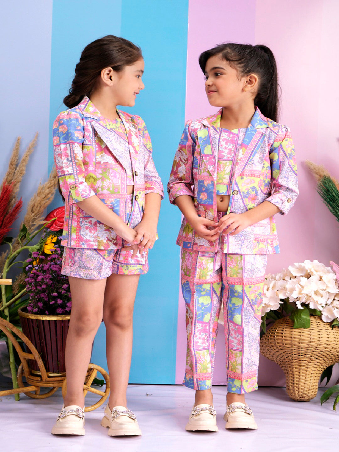 Tiny Baby Pink Colored Combo Set (Top, Short, Pant and Jacket)