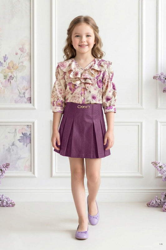 Tiny Baby Wine Colored Skirt Set