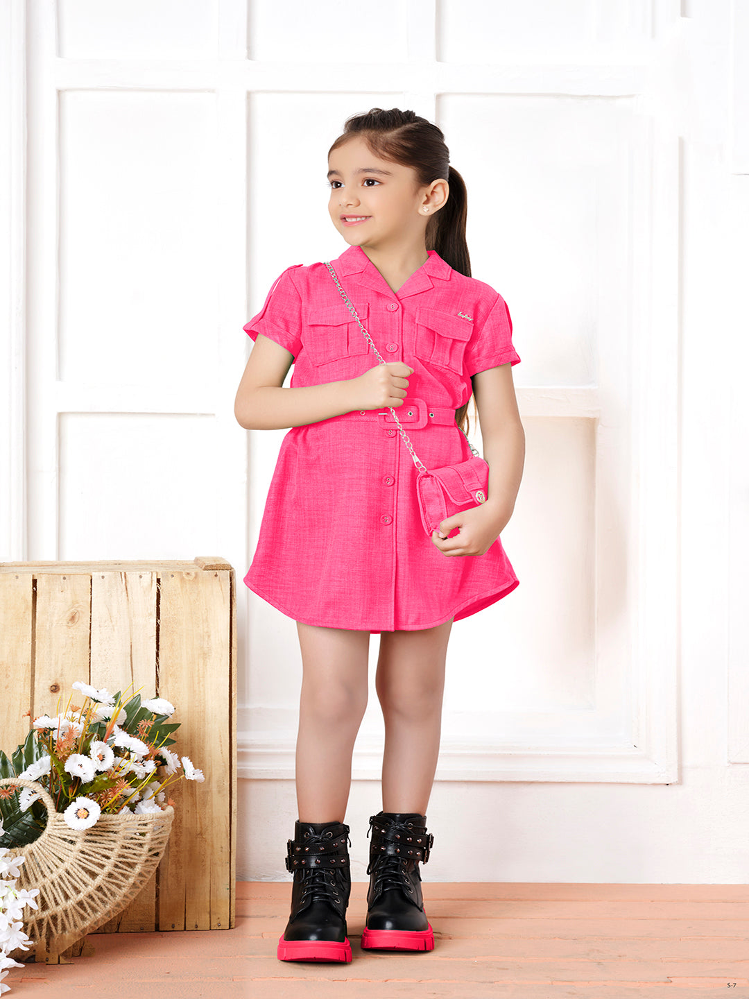 Girls neon pink dress best sale