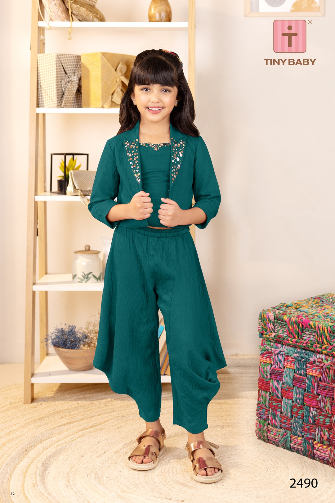 Tiny Baby Green Colored Pant Set