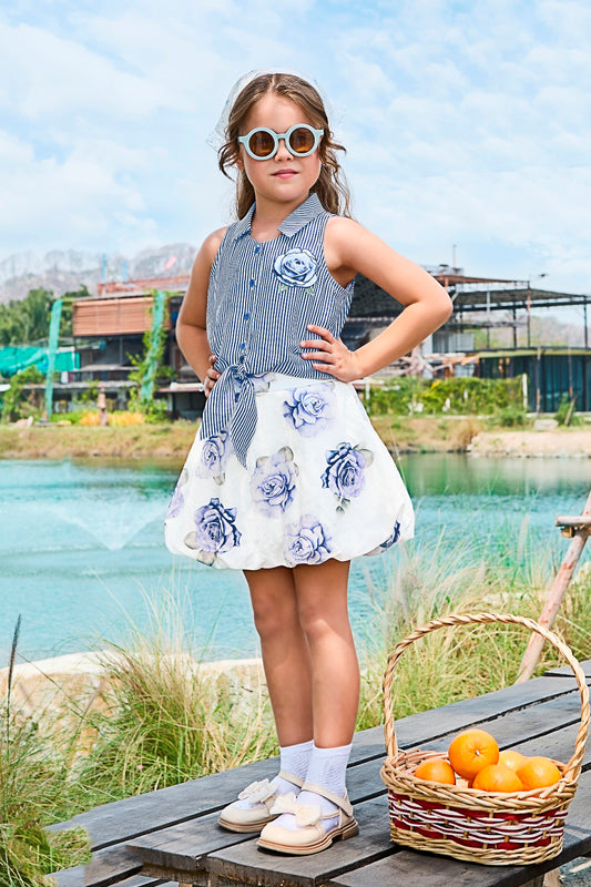 Tiny Baby N.Blue Colored Skirt Set