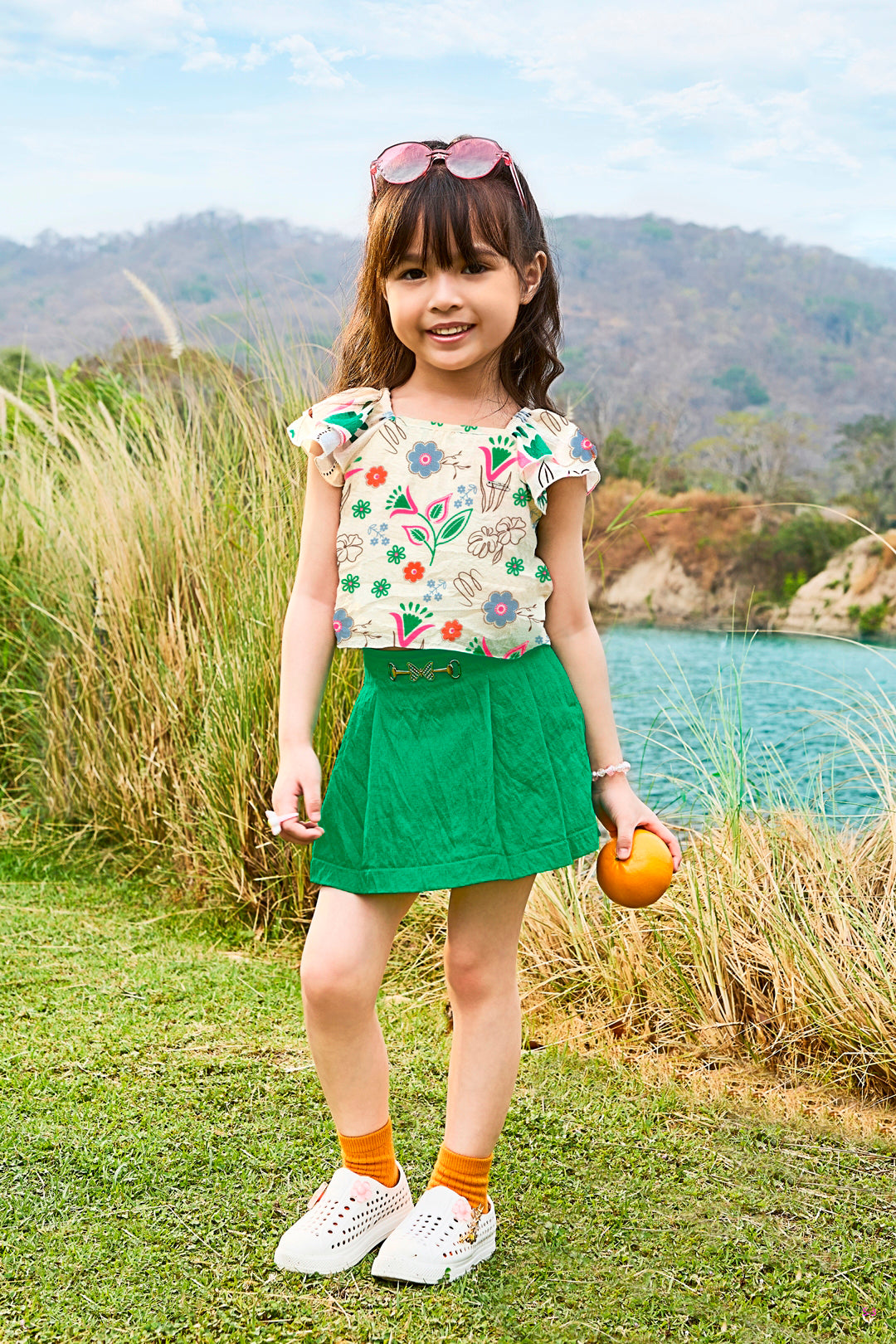 Tiny Baby Green Colored Skirt Set