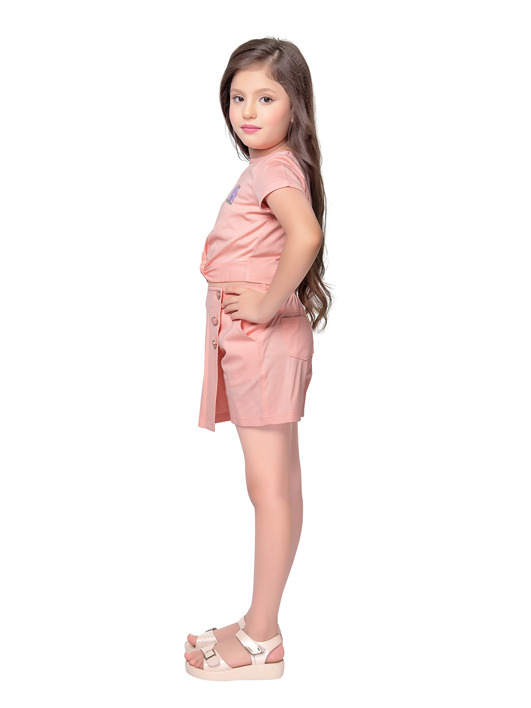 Tiny Baby Peach Colored Skirt Top Set - 2092 Peach