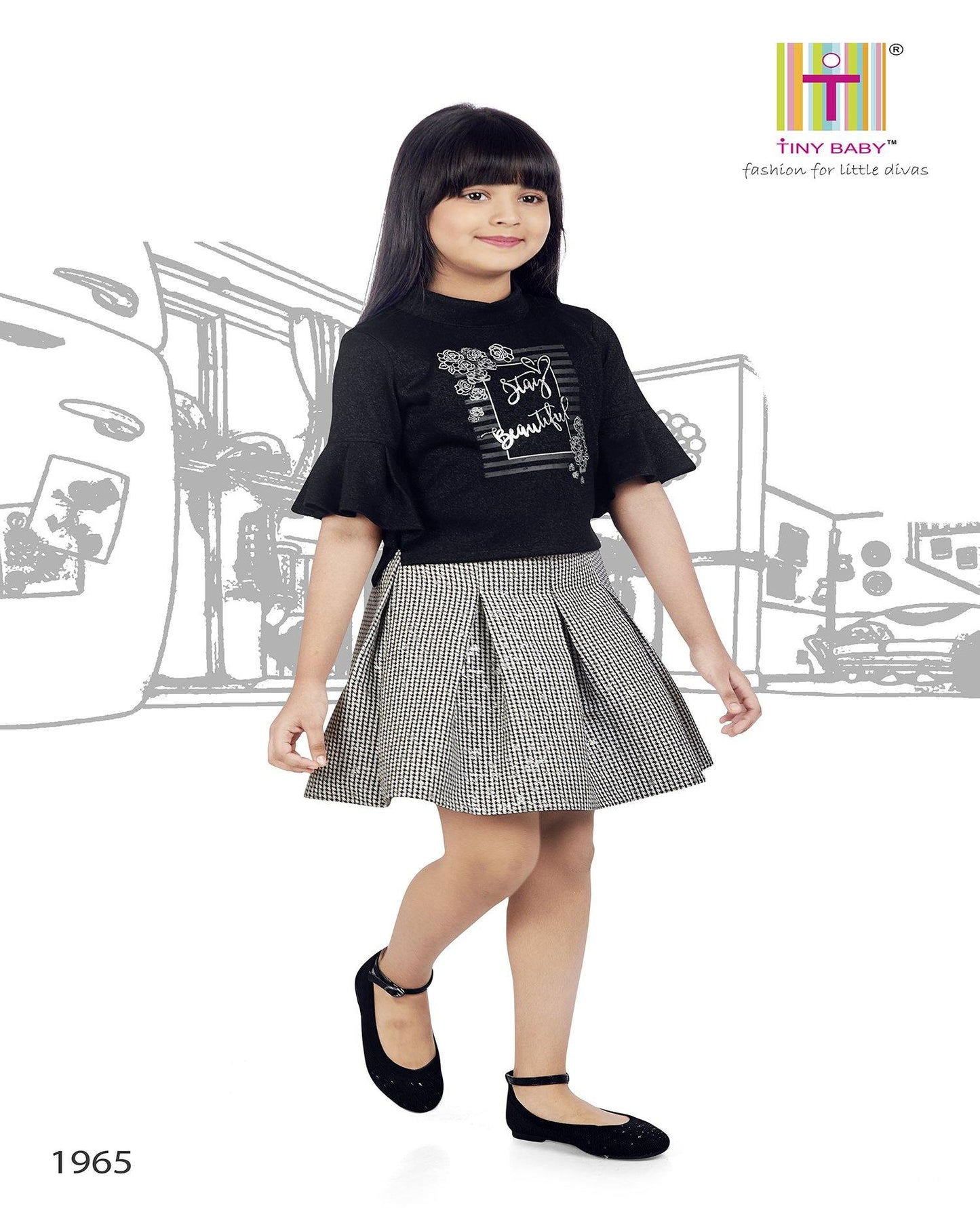 Tiny Baby Black Colored Skirt Top Set - 1965 - TINY BABY INDIA shop.tinybaby.in