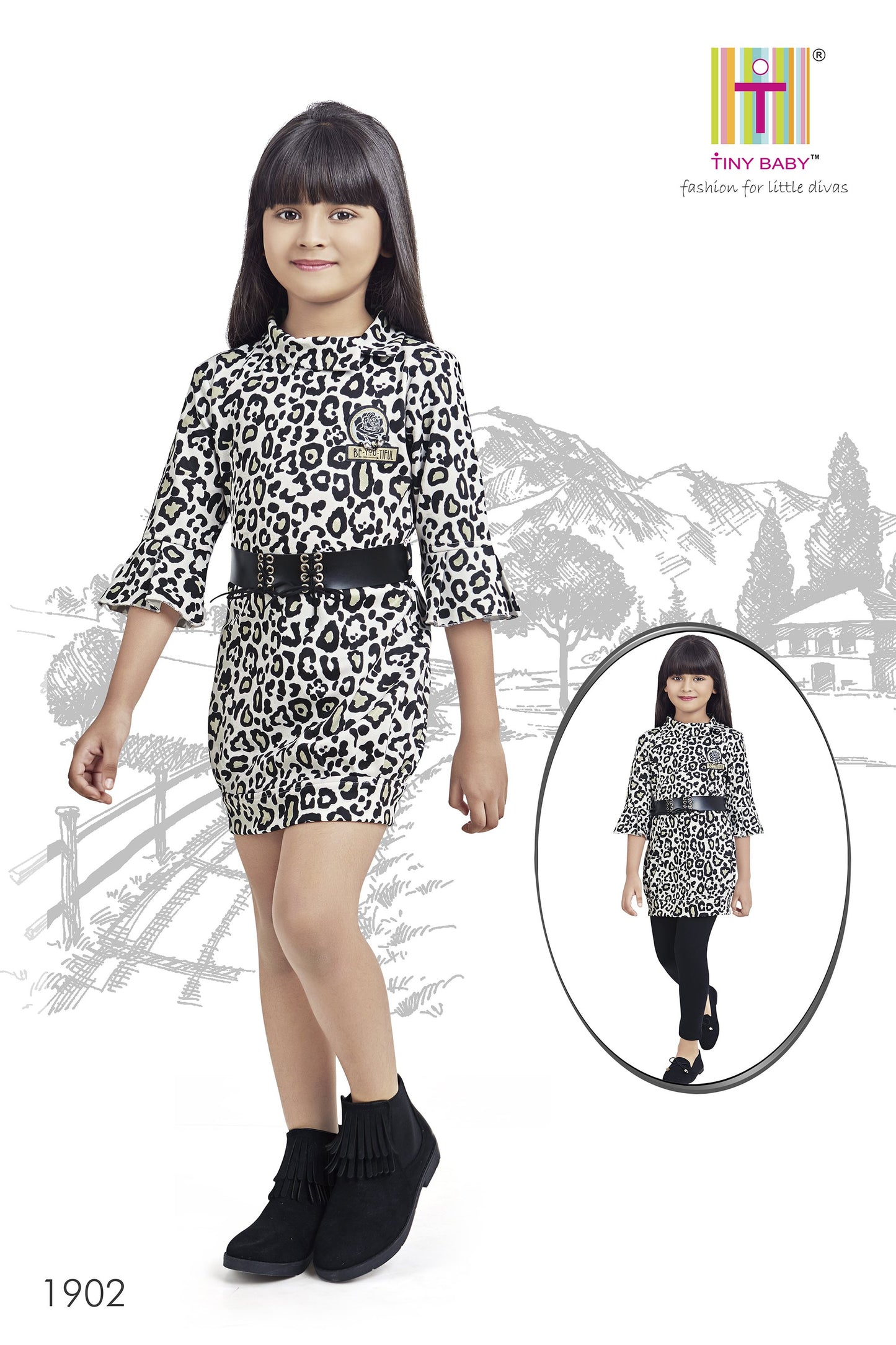 Cheetah Pattern Black Coloured Legging Set - 1902-Black - TINY BABY INDIA shop.tinybaby.in