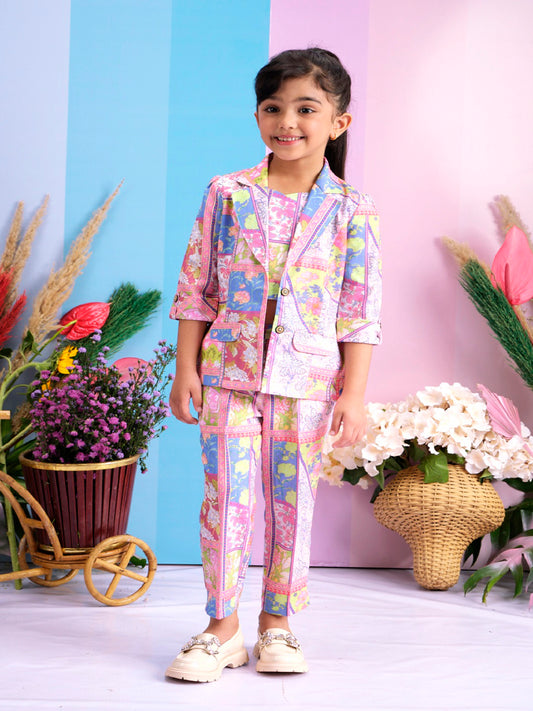 Tiny Baby Pink Colored Combo Set (Top, Short, Pant and Jacket)