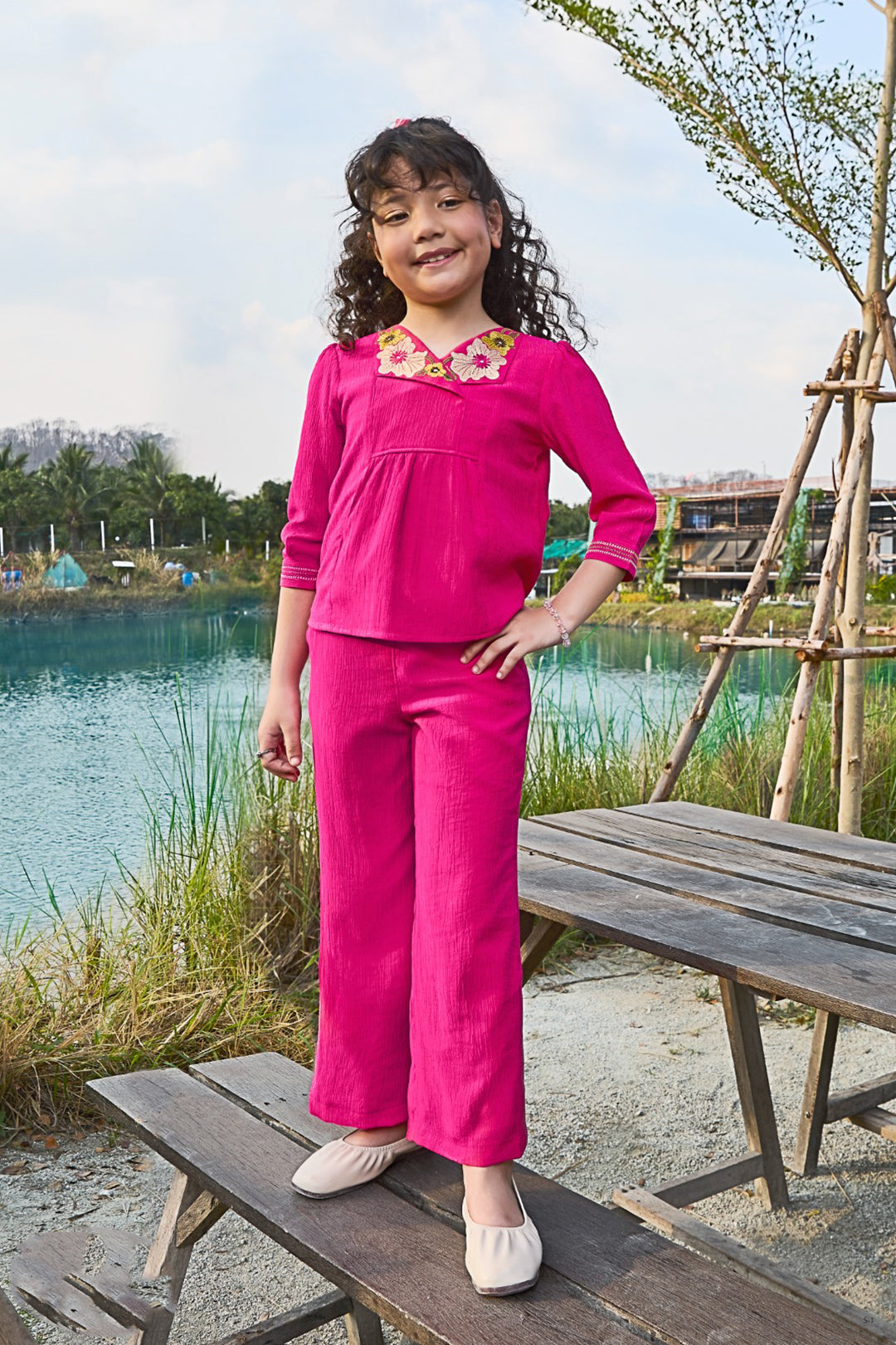 Tiny Baby Pink Colored Pant Set