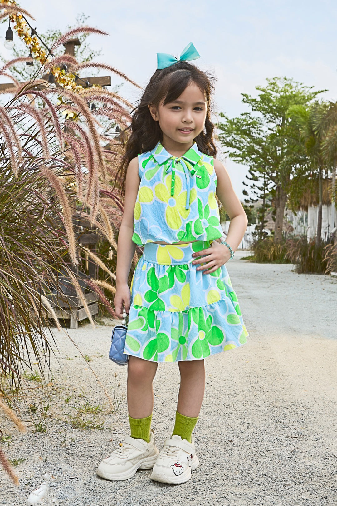 Tiny Baby Sky Blue Colored Skirt Set
