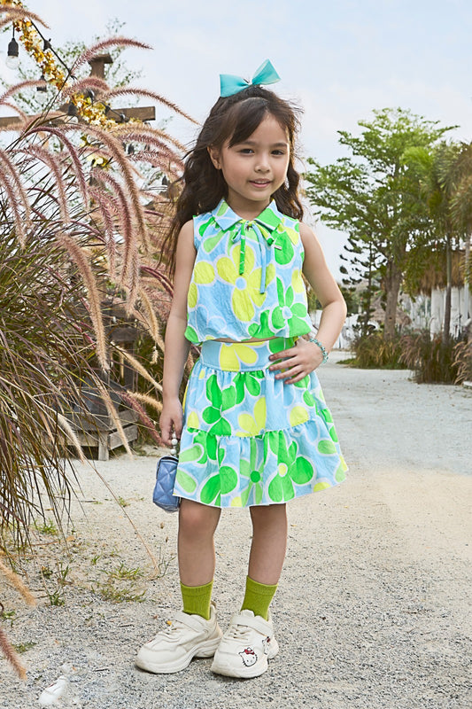 Tiny Baby Sky Blue Colored Skirt Set