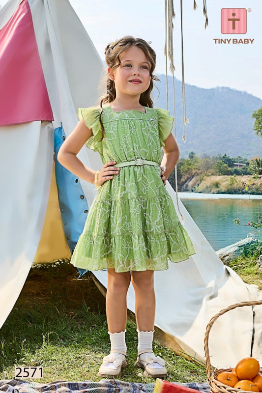Tiny Baby Pista Green Colored Dress