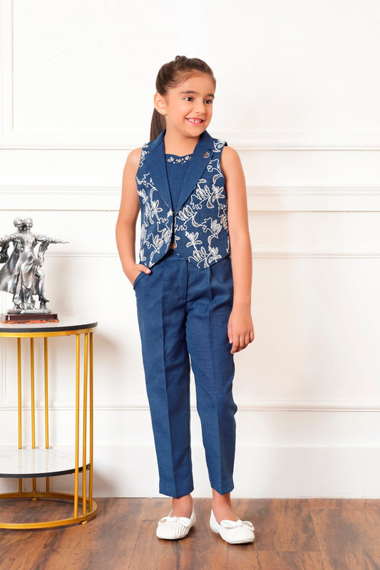 Tiny Baby Blue Colored Pant Set