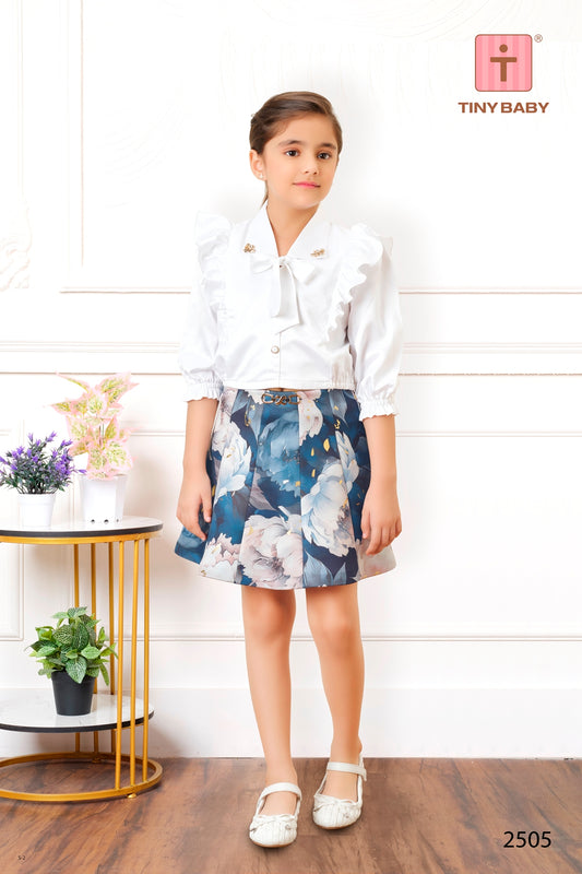 Tiny Baby White Colored Skirt Set