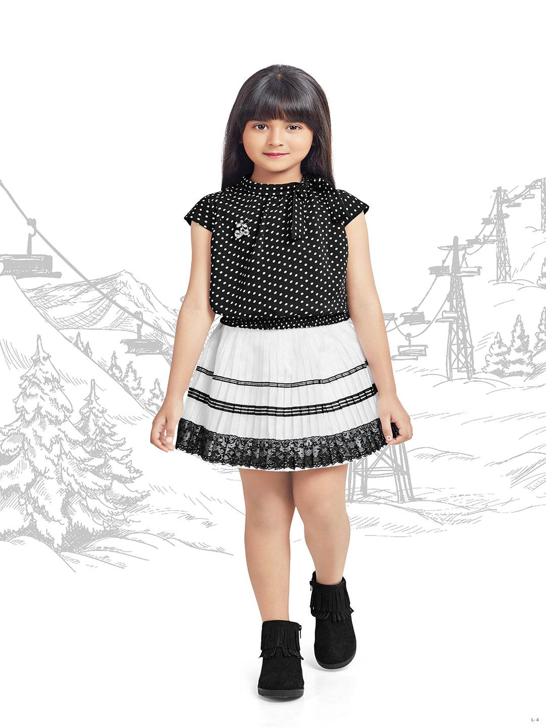 Tiny Baby Black Colored Skirt Top Set - 1893-Black
