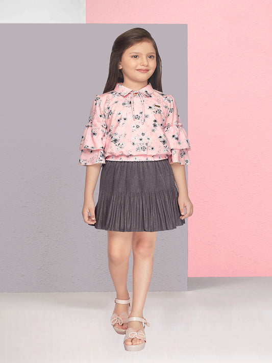 Tiny Baby Grey Colored Skirt Set