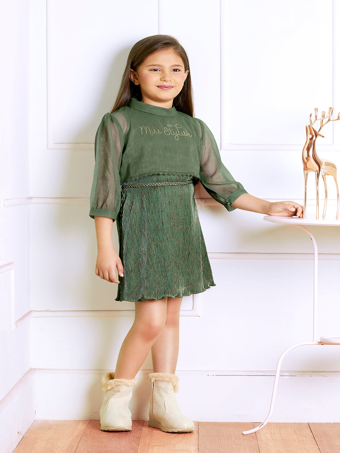 Tiny Baby Green Colored Dress - 2137 Green
