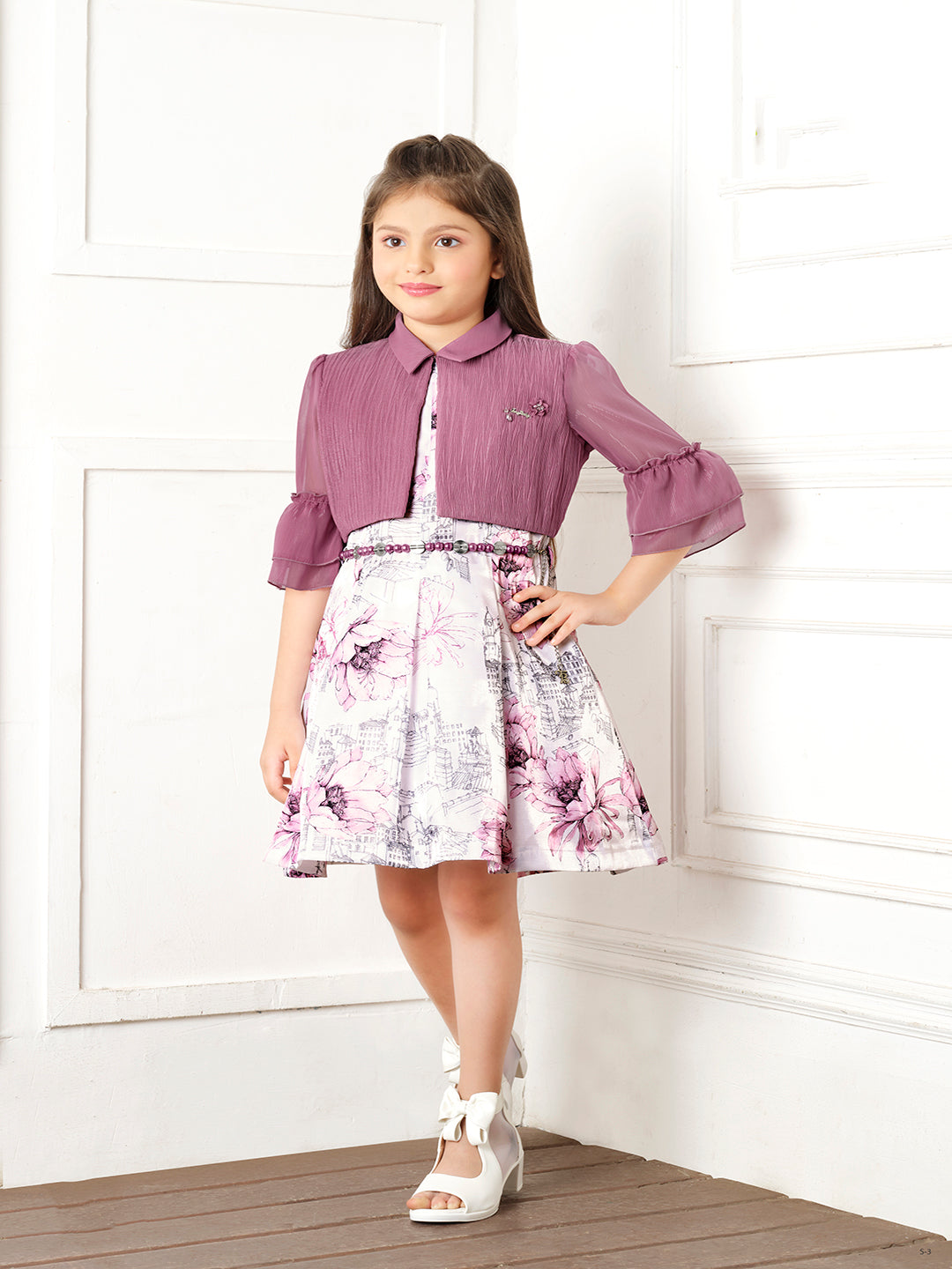 Tiny Baby Wine Colored Dress with Jacket - 2221 Wine