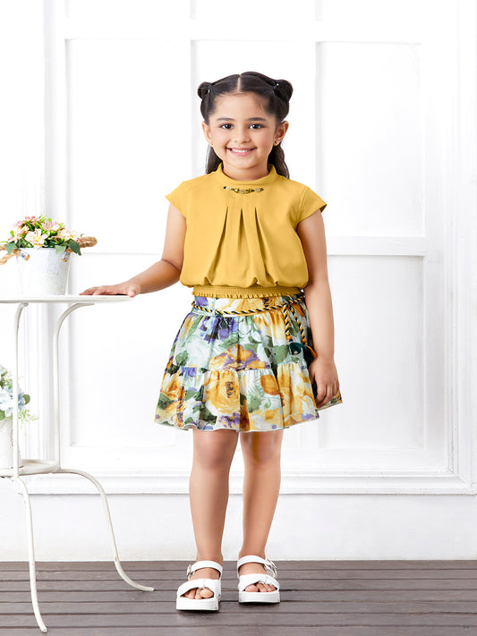 Tiny Baby Mustard Colored Skirt Sets - 2243 Mustard