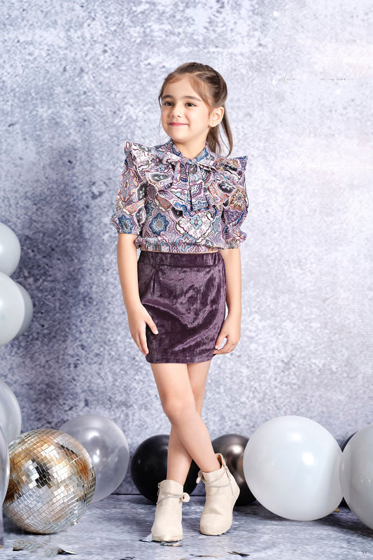 Tiny Baby Wine Colored Skirt Set