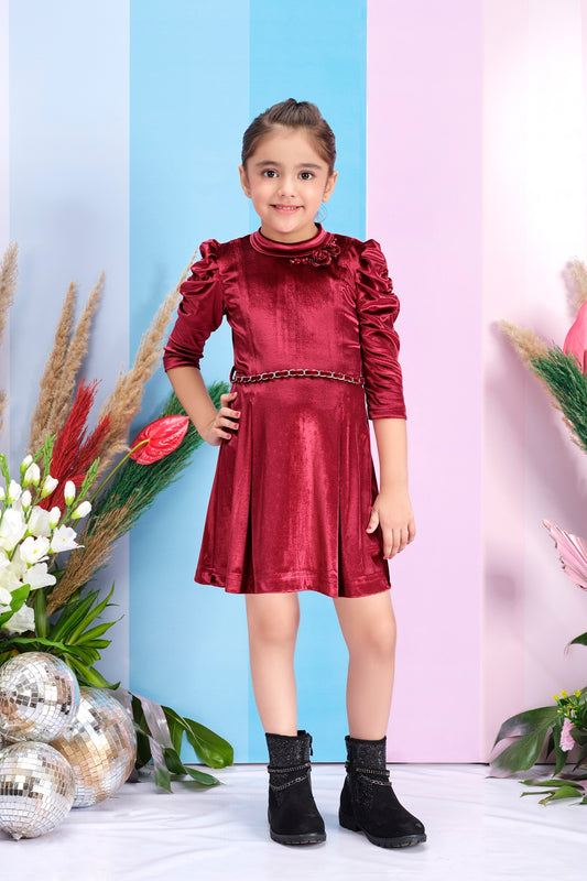 Tiny Baby Maroon Colored Dress - 2246 Maroon