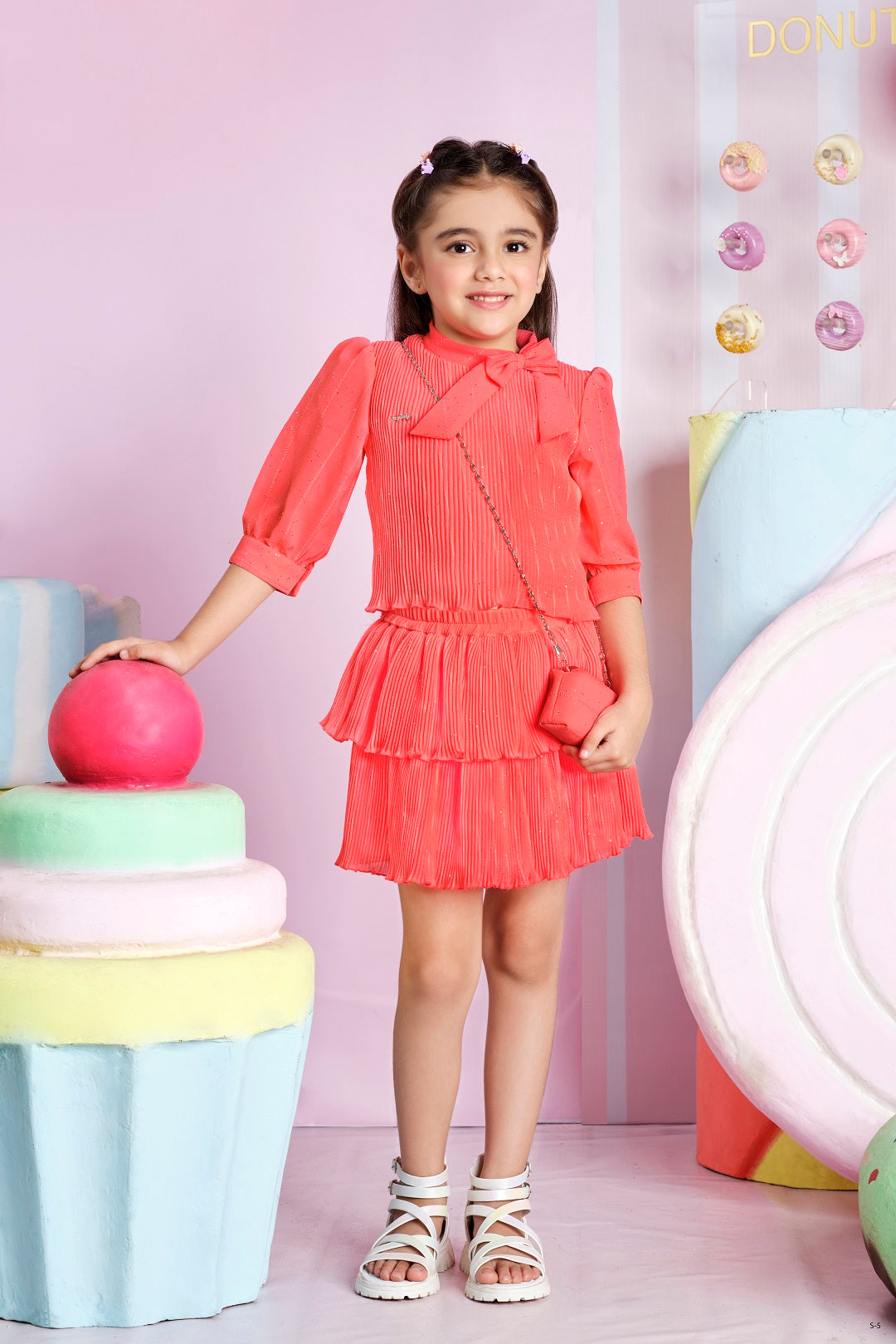 Tiny Baby Coral Rose Colored Skirt Sets - 2263 Coral Rose