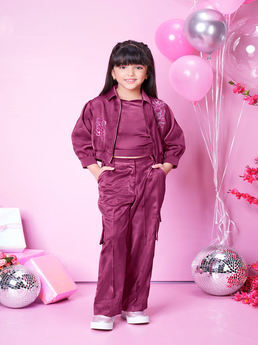 Tiny Baby Burgundy Colored Pant Set