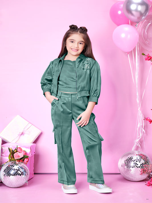 Tiny Baby Green Colored Pant Set
