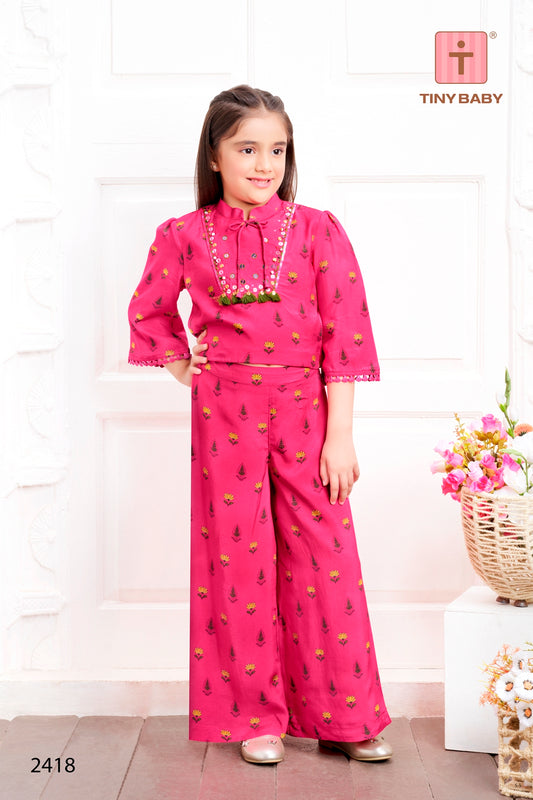 Tiny Baby Fuchsia Colored Pant Set