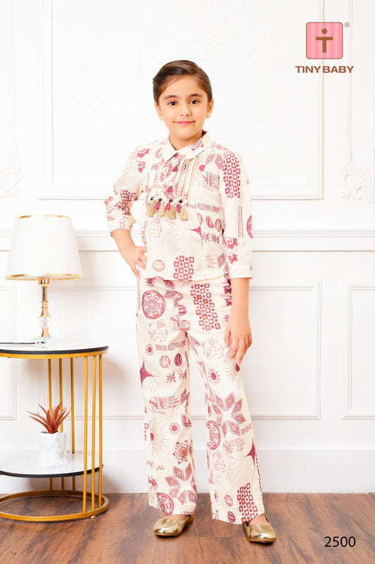 Tiny Baby Coral Rose Colored Pant Set
