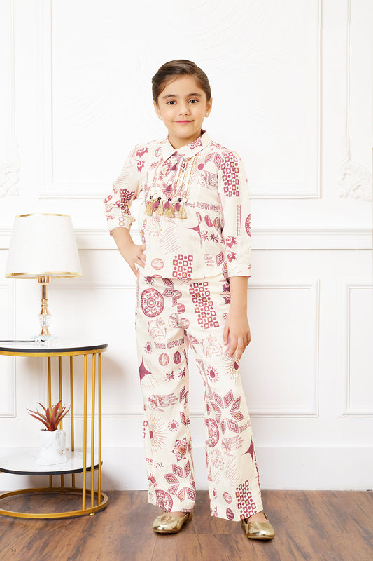 Tiny Baby Coral Rose Colored Pant Set