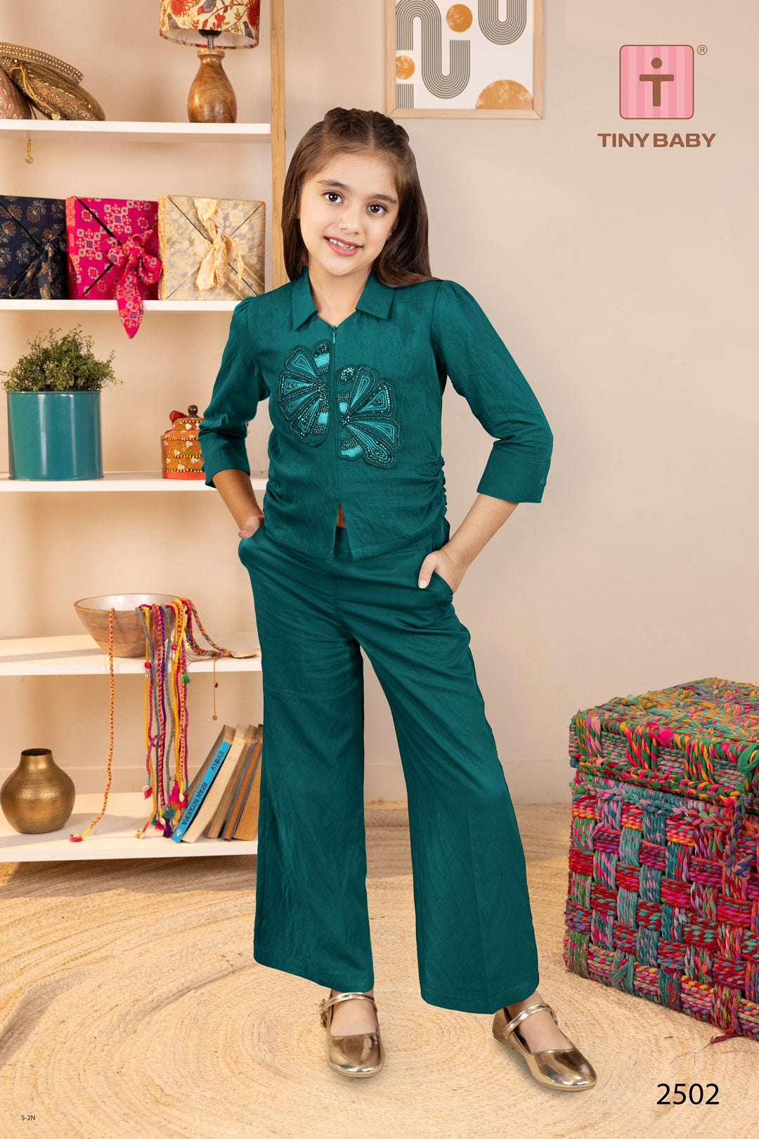 Tiny Baby Green Colored Pant Set