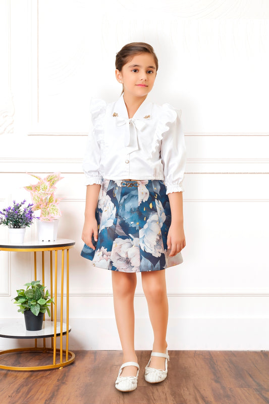 Tiny Baby White Colored Skirt Set