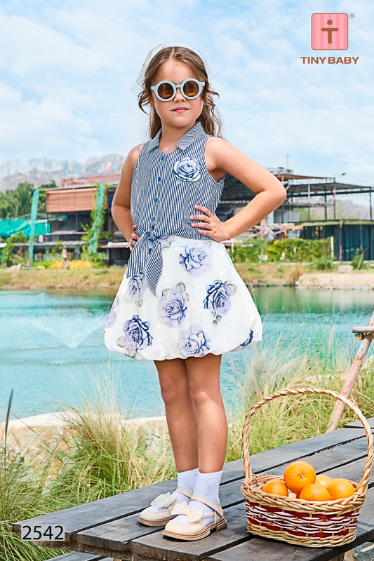 Tiny Baby N.Blue Colored Skirt Set