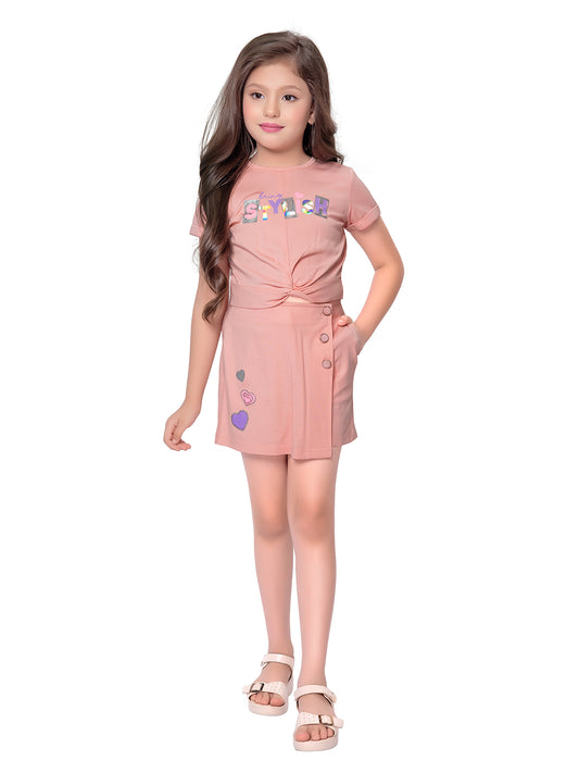 Tiny Baby Peach Colored Skirt Top Set - 2092 Peach