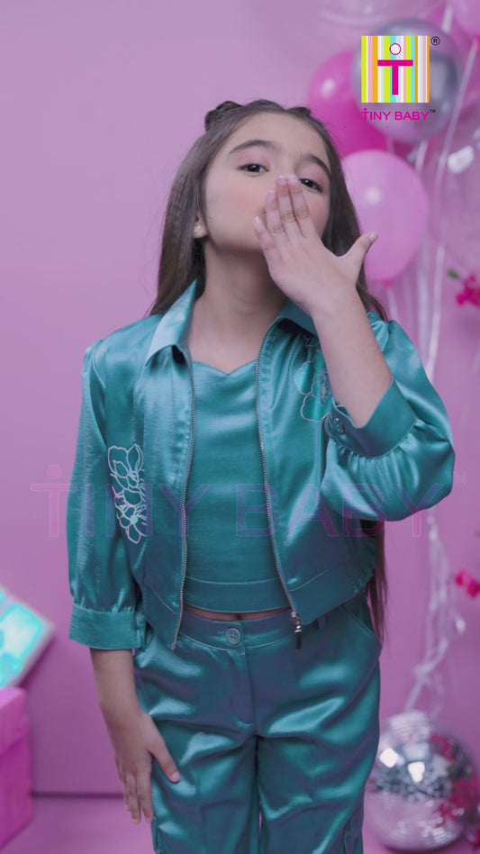 Tiny Baby Green Colored Pant Set