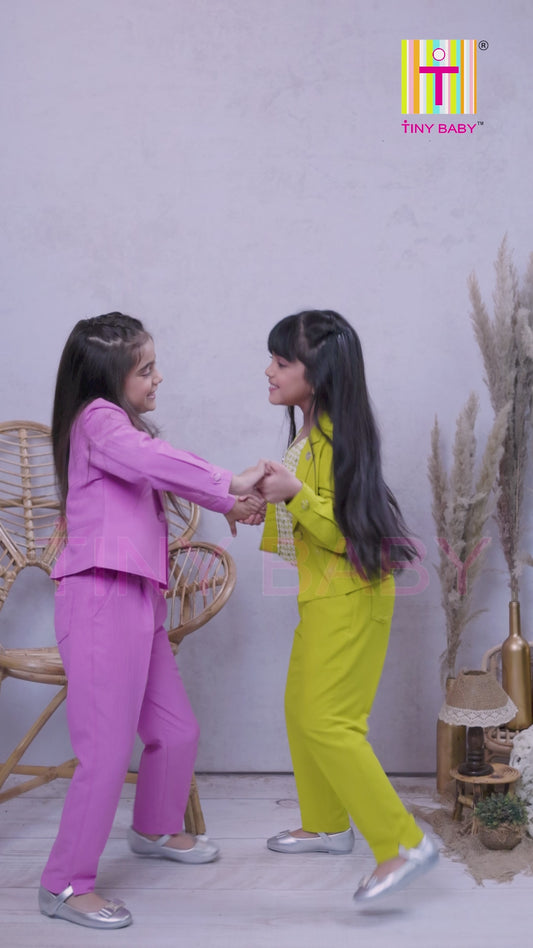 Tiny Baby Neon Yellow Colored Pant Set