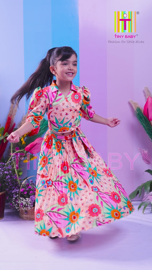 Tiny Baby Orange Colored Skirt Set