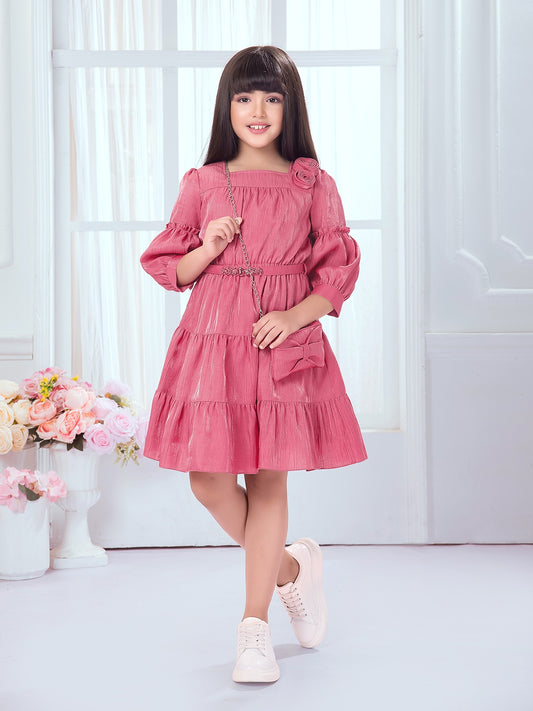 Tiny Baby Coral Rose Colored Dress