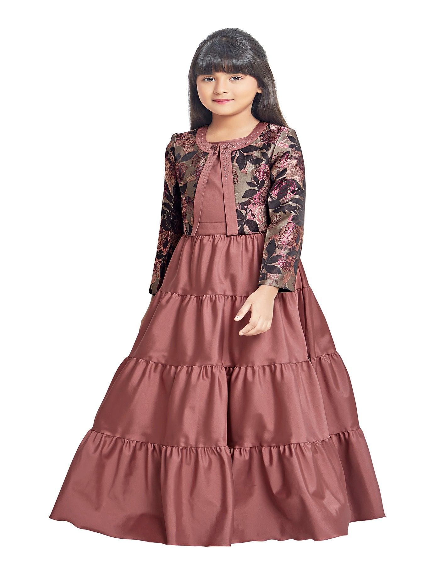 Solid Pattern Brick Colored Gown - 1823-Brick - TINY BABY INDIA shop.tinybaby.in