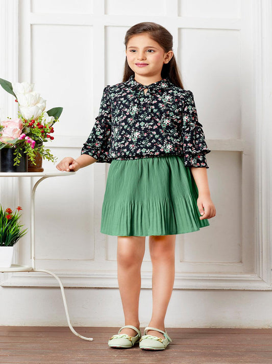 Tiny Baby Green Colored Skirt Top Set - 2118 Green - TINY BABY INDIA shop.tinybaby.in