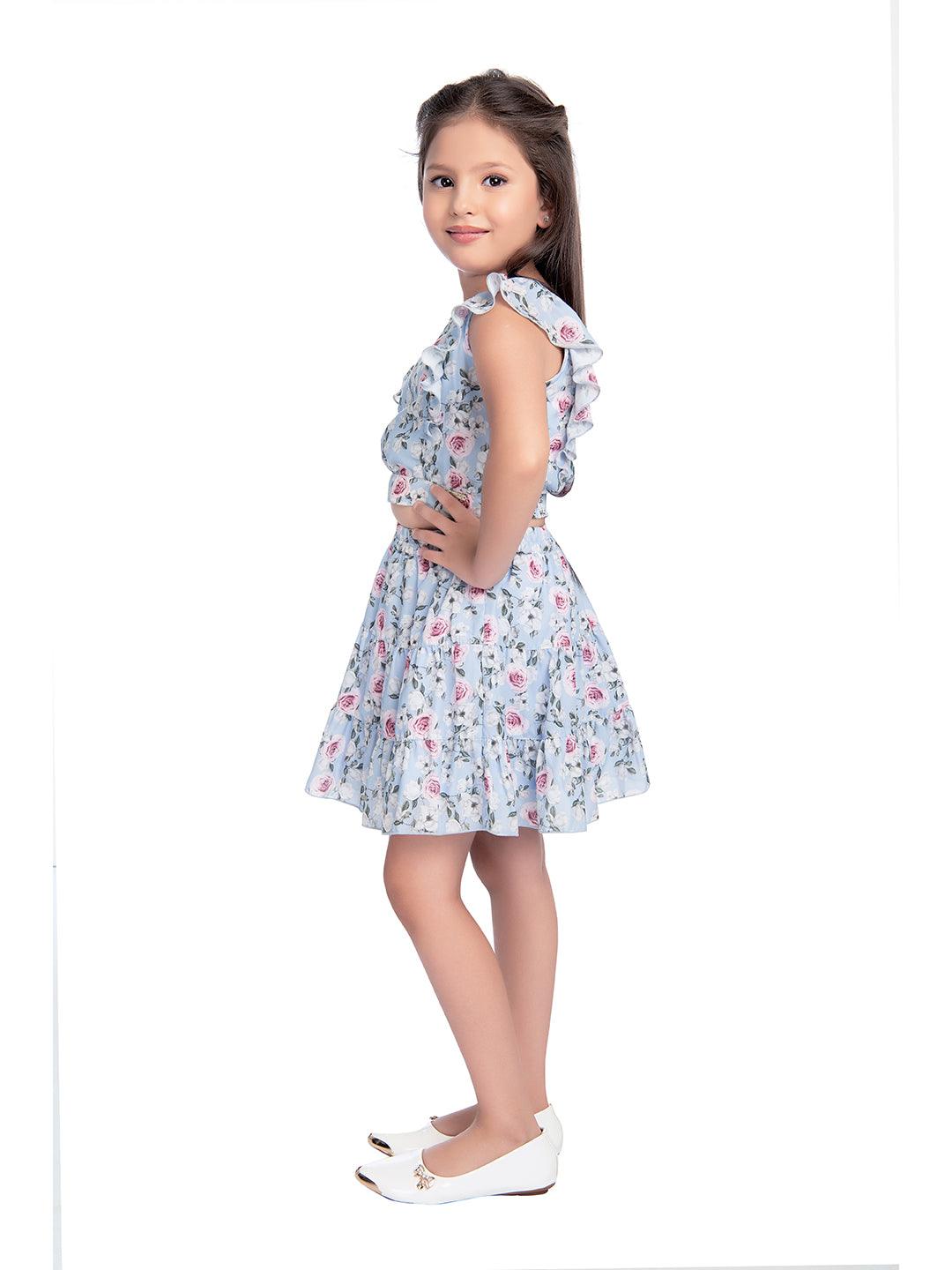 Sky Blue Colored Skirt Top set - 2095 Sky Blue - TINY BABY INDIA shop.tinybaby.in
