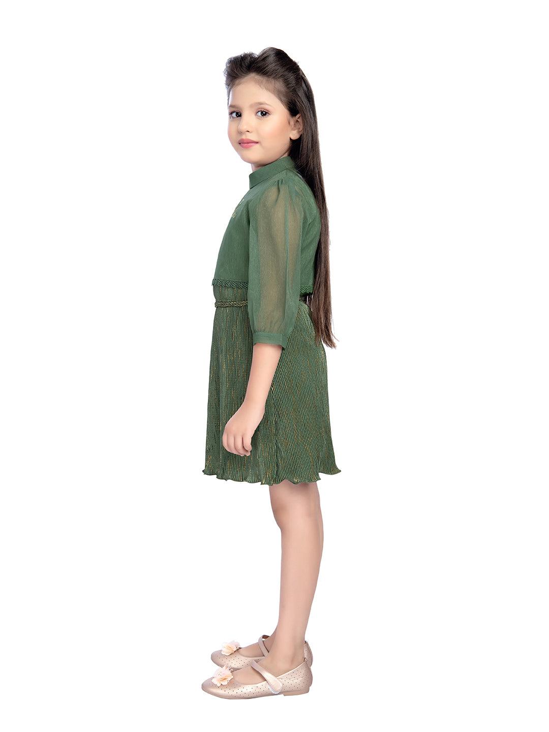 Tiny Baby Green Colored Dress - 2137 Green - TINY BABY INDIA shop.tinybaby.in
