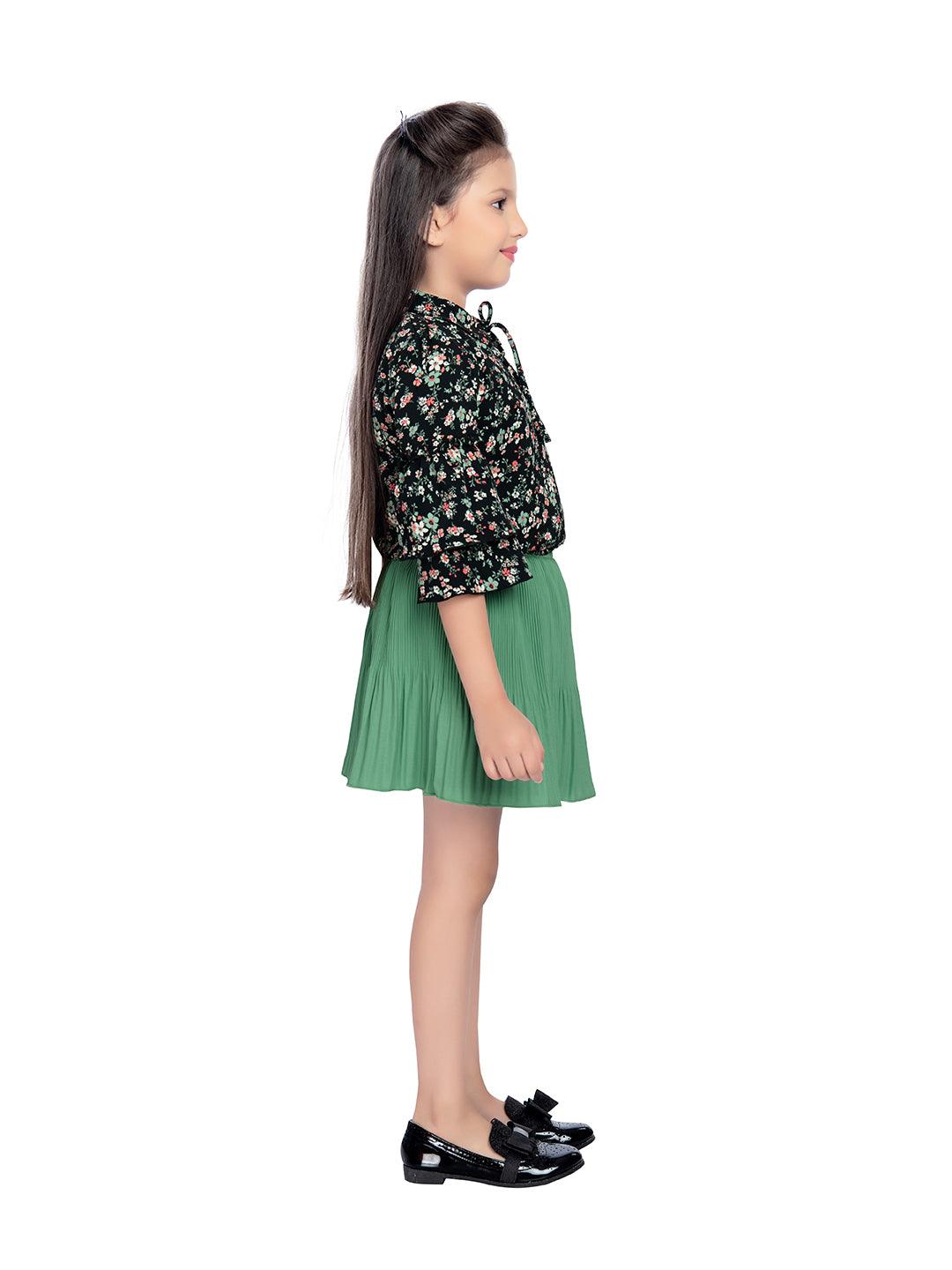 Tiny Baby Green Colored Skirt Top Set - 2118 Green - TINY BABY INDIA shop.tinybaby.in