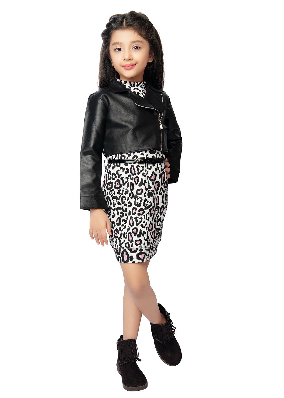 Tiny Baby Cheetah Pattern Black Colored Dress - 2125 Black - TINY BABY INDIA shop.tinybaby.in