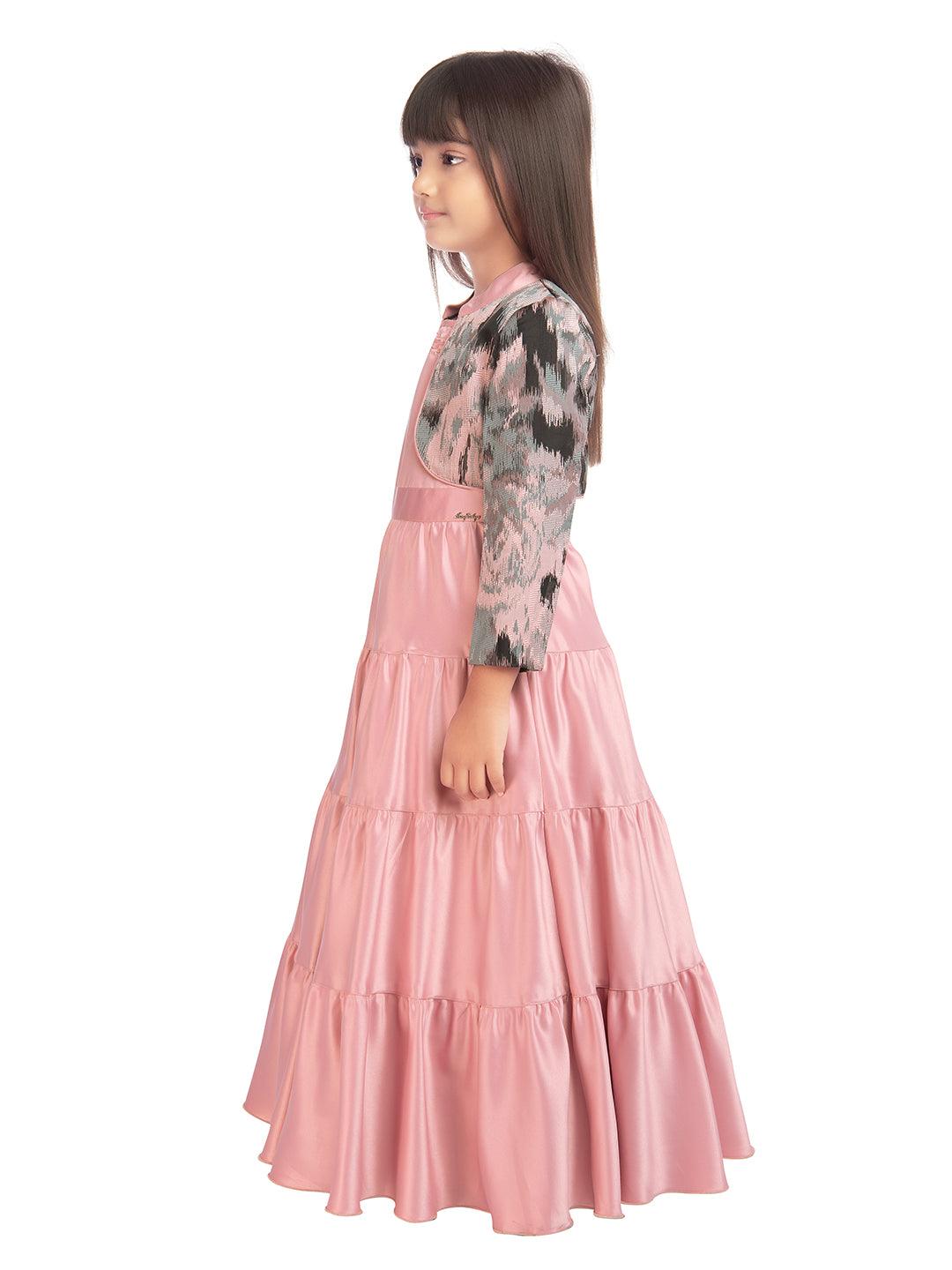 Solid Pattern Pink Colored Gown - 2070 Pink - TINY BABY INDIA shop.tinybaby.in