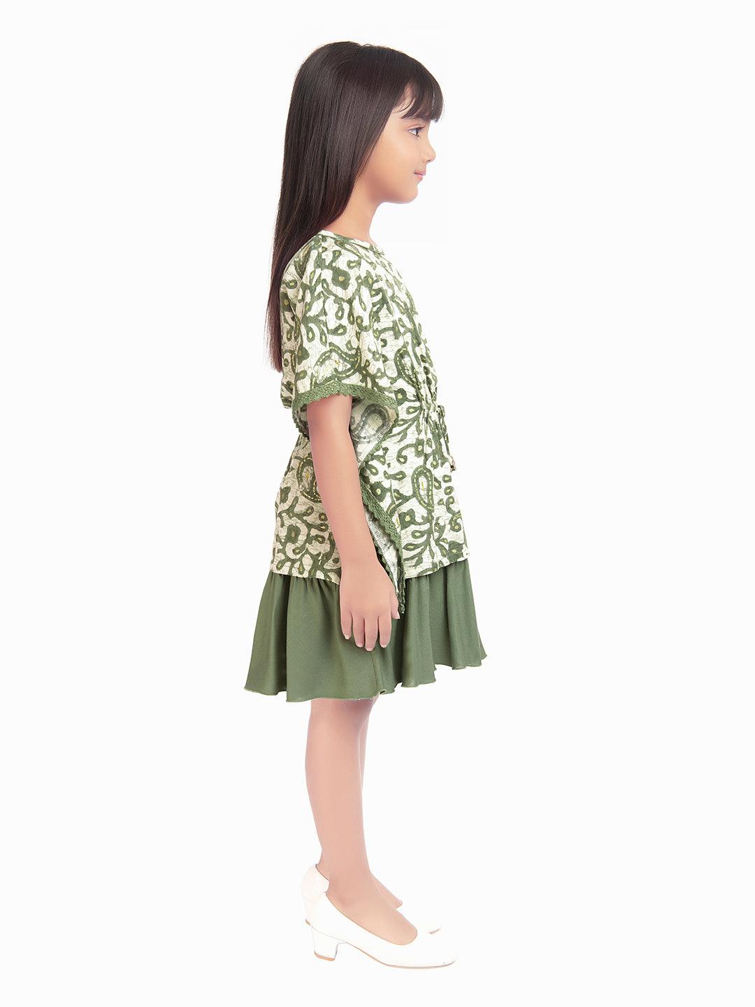 Floral Green Knee Length Dress - 2082 Green - TINY BABY INDIA shop.tinybaby.in