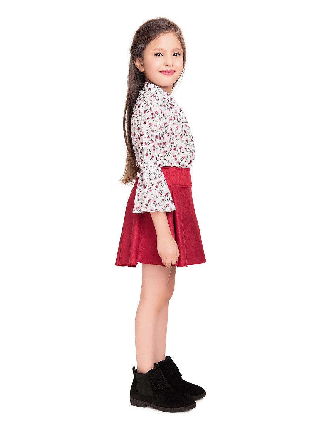 Tiny Baby Cherry Colored Skirt Set - 2040 - TINY BABY INDIA shop.tinybaby.in