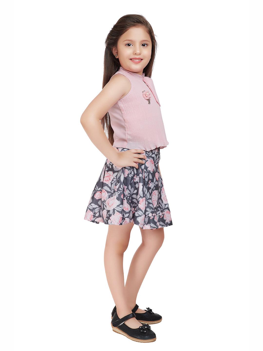 Pink  Colored Skirt Top set - 2073 Pink - TINY BABY INDIA shop.tinybaby.in