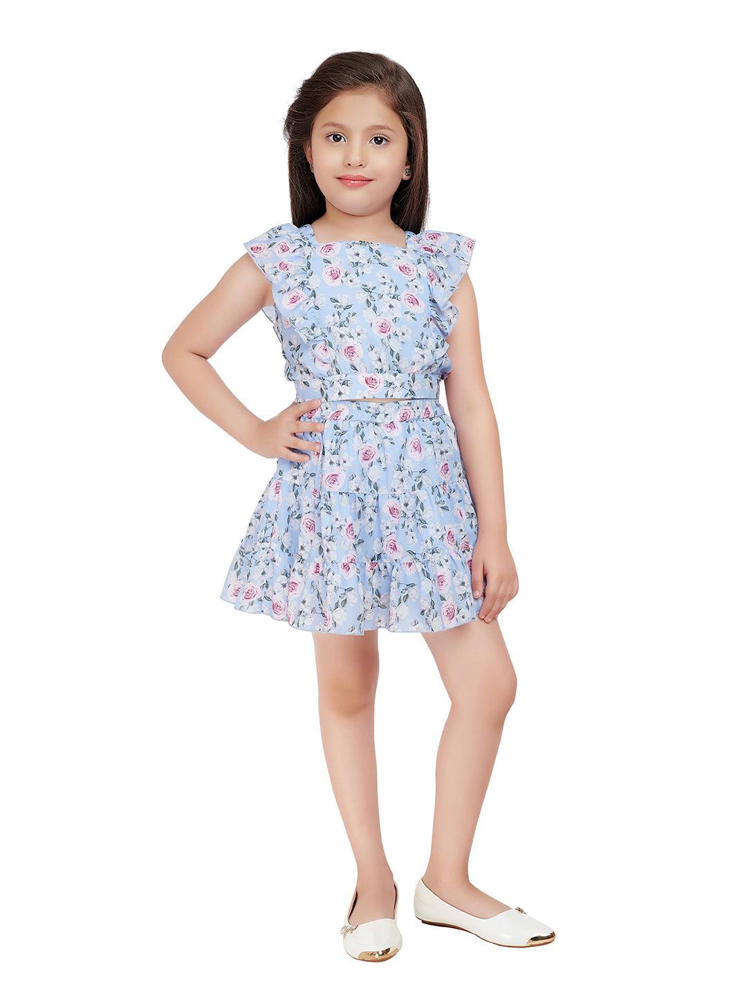 Sky Blue Colored Skirt Top set - 2095 Sky Blue - TINY BABY INDIA shop.tinybaby.in