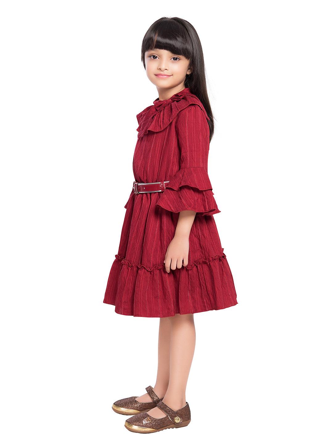 Tiny Baby Maroon Colored Dress - 2060 Maroon - TINY BABY INDIA shop.tinybaby.in